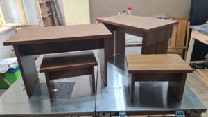 Bancuta cu taburet, negru si maro. - imagine 3