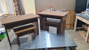 Bancuta cu taburet, negru si maro. - imagine 4