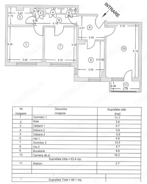 Vand apartament 3 camere decomandat central Alexandria