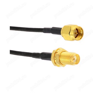 Cablu coaxial RF (pigtail) SMA F SMA M 5m pentru prelungire cablu antena GSM 3G 4G GPS WIFI LORA - imagine 1