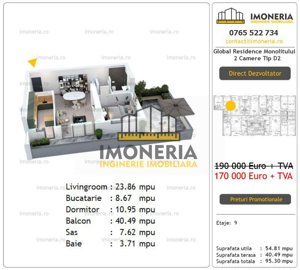 Direct Dezvoltator | 2 camere + Terasa 40 mp | Finalizat |2 min. metrou M. Bravu - imagine 6