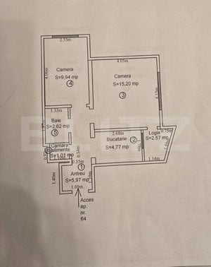 Apartament  de vanzare cu 2 camere, 40 mp, zona Manastur - imagine 3