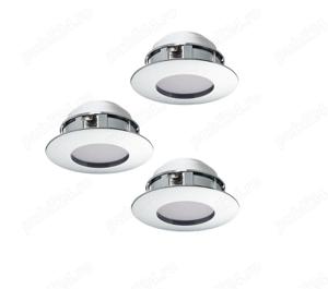 Set de 3 spoturi LED incastrabile, cromate, 3 X 4,9W, 3000K, 360 lumeni, diametru 78 mm