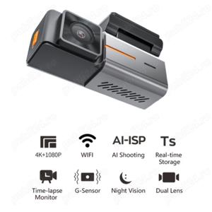 Camera dvr de bord  4k dubla, wifi, HD night vision, control APP, unghi mare de vizualizare