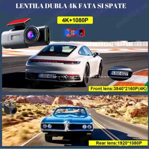 Camera dvr de bord  4k dubla, wifi, EDR, G senzor, HD night vision, detectie mobila, iOS si Android - imagine 3