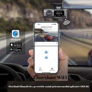 Camera dvr de bord  4k dubla, wifi, EDR, G senzor, HD night vision, detectie mobila, iOS si Android - imagine 4