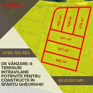 De vânzare: 6 terenuri intravilane potrivite pentru construcții în Sfântu Gheorghe! - imagine 2