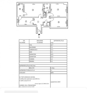 PELICAN- APARTAMENT 3 CAMERE DECOMANDAT, ETAJ 3, SUPRAFATA 72 MP