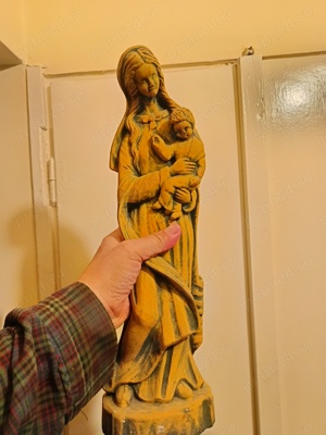 Statueta vintage fecioara cu pruncul - imagine 3