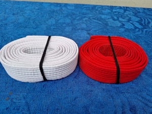 Karate | Centura Antrenament Masibo Sport | alb*rosu 300 cm** - imagine 3