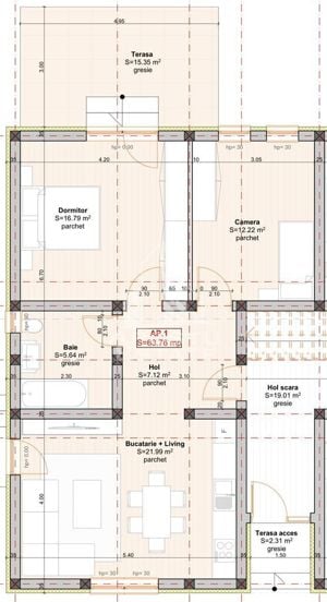 Apartament cu 3 camere. Finisaje la alegere. Terasa 15 mp. - imagine 7