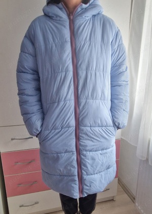 Geaca reversibila cu gluga albastru   lila, 12 ani