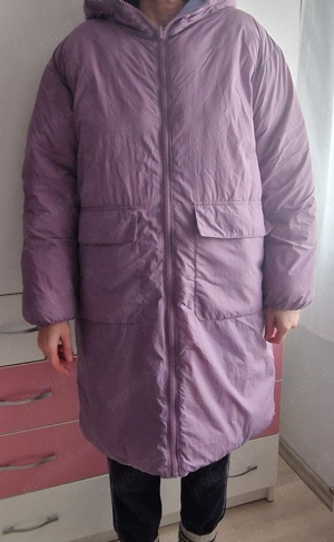 Geaca reversibila cu gluga albastru   lila, 12 ani - imagine 4