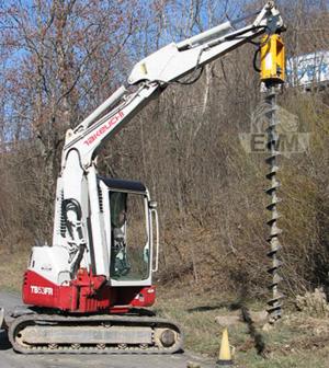 Foreza cu snec elicoidal produs Digga-M3, echipament pentru forat gropi, atasament pentru excavator - imagine 1