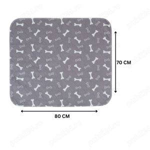 Pled absorbant impermeabil, aleza lavabila, tampa reutilizabila pentru animale de companie 70x80 cm - imagine 2