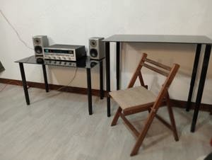 Masa sticla securizata neagra IKEA de cafea, demontabila cu H reglabil, design minimalist - imagine 2