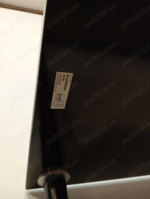 Masa sticla securizata neagra IKEA de cafea, demontabila cu H reglabil, design minimalist - imagine 4