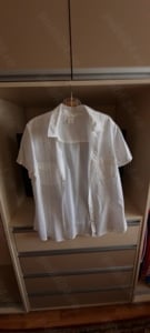 camasa alba din bumbac cu maneca scurta, H&M,marime 46