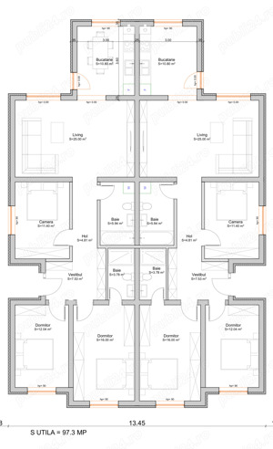 Duplex cu 4 camere - 98 mp utili