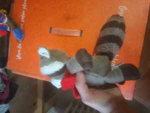 Raton Kinder Ferrero Vintage 9  Racoon Soft Toy Plush Collectable with Red Scarf