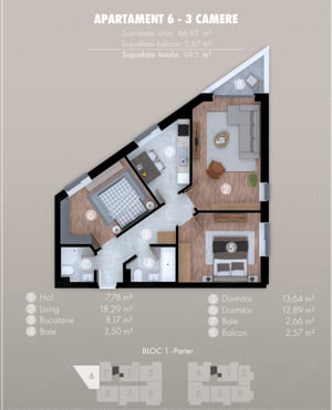  DIMITRIE LEONIDA BERCENI l Apartament 3 camere decomandat   70mp l Bloc Nou - imagine 2