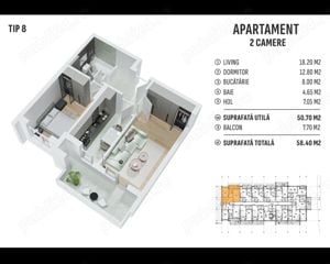 Apartament 2 camere decomandat 58.40 mp | Etaj 3 | Bloc Nou | Metrou Berceni - imagine 2