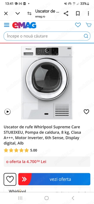 Uscator de rufe Whirlpool ST U 83X EU, pompa