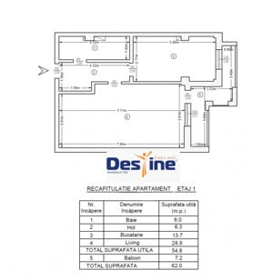 Bucium-Visan - Apartament 1 cameră decomandat 62mp  - imagine 3