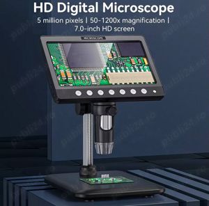 Microscop digital cu display 7 inci si 2 lumini flexibile
