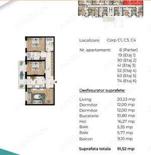 Apartament 3 camre 92mp 110000 Popesti Lerdeni