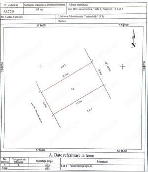 Lot reglementat de PUZ, 533 mp, formă potrivită și poziție foarte bună pentru construcție casă.