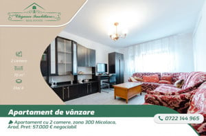 Apartament cu 2 camere, zona 300 Micalaca, Arad