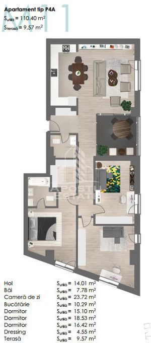 Penthouse cu 4 camere, complex rezidential nou, zona Centrala - imagine 2