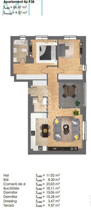 Penthouse cu 3 camere, complex rezidential nou, zona Centrala - imagine 2