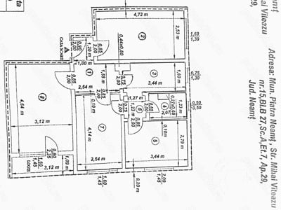 Apartament  4 camere 74,22 mp situat in Piatra Neamt str. Mihai Viteazu nr.15 , Bl B27, Sc A, et. 7  - imagine 3