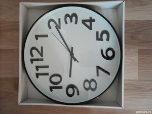 Ceas de perete alb negru diametru 30cm - imagine 3