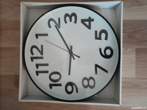 Ceas de perete alb negru diametru 30cm - imagine 4
