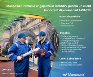 Angajam in Brasov-montator subansamble, operator cnc, controlor calitate