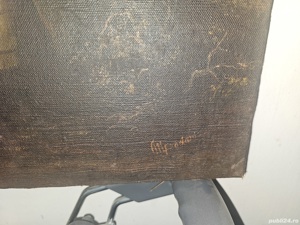 Pictura veche in ulei pe panza semnata ,100cm 60 cm,anul 1926 - imagine 4