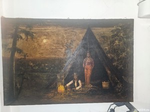 Pictura veche in ulei pe panza semnata ,100cm 60 cm,anul 1926