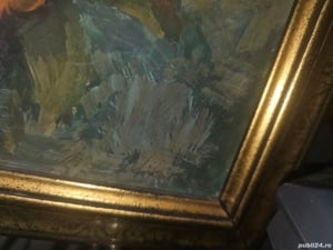 Pictura veche pe carton,inramata,40 cm 30cm semnata - imagine 2