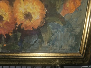 Pictura veche pe carton,inramata,40 cm 30cm semnata - imagine 3