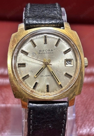 ceas Bifora automatic aurit, 24 jewels, mecanism in house