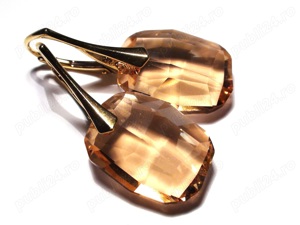 Cercei mari aurii din Cristale Swarovski graphic pendant si argint - CE156.4a