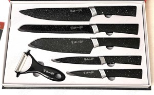 Set 6 Cutite Bucatarie - Otel Inoxidabil, Protectii Incluse