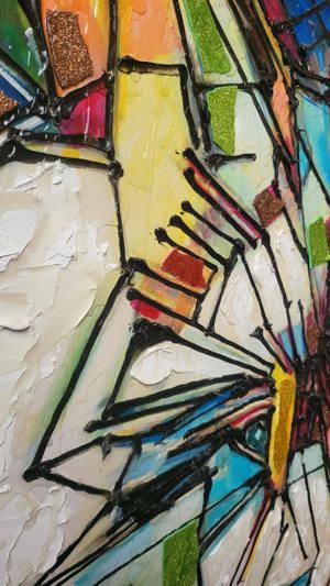 " LUP " COSTIN CRAIOVEANU (1975) Pictura Mixed panza POP ART Vitraliu tablou - imagine 4