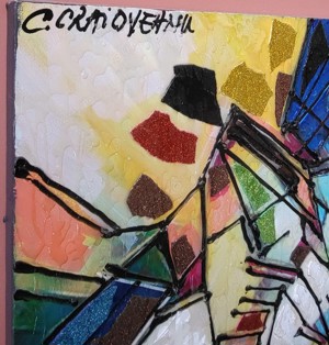 " LUP " COSTIN CRAIOVEANU (1975) Pictura Mixed panza POP ART Vitraliu tablou - imagine 2