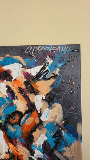 " TIGER " COSTIN CRAIOVEANU (1975) Pictura Mixed panza tablou POP ART - imagine 3