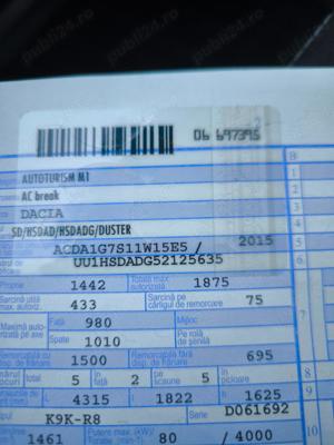 Vand Duster 4x4,1,5 DCI,2015 Anmatriculat. - imagine 6