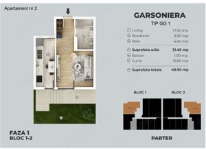 Garsoniera cu grădină l 49mp l 600 m Metrou Berceni - imagine 2